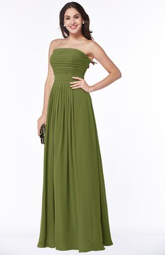 ColsBM Virginia Olive Green Simple Sweetheart Sleeveless Chiffon Floor Length Ruching Plus Size Bridesmaid Dresses
