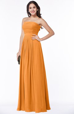 ColsBM Virginia Orange Simple Sweetheart Sleeveless Chiffon Floor Length Ruching Plus Size Bridesmaid Dresses