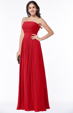 ColsBM Virginia Red Simple Sweetheart Sleeveless Chiffon Floor Length Ruching Plus Size Bridesmaid Dresses
