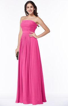 ColsBM Virginia Rose Pink Simple Sweetheart Sleeveless Chiffon Floor Length Ruching Plus Size Bridesmaid Dresses