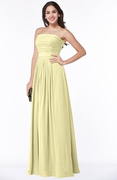 ColsBM Virginia Soft Yellow Simple Sweetheart Sleeveless Chiffon Floor Length Ruching Plus Size Bridesmaid Dresses