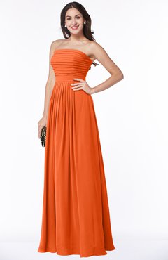 ColsBM Virginia Tangerine Simple Sweetheart Sleeveless Chiffon Floor Length Ruching Plus Size Bridesmaid Dresses