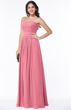 ColsBM Virginia Watermelon Simple Sweetheart Sleeveless Chiffon Floor Length Ruching Plus Size Bridesmaid Dresses