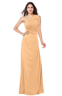 ColsBM Samantha Apricot Vintage A-line Asymmetric Neckline Sleeveless Half Backless Draped Plus Size Bridesmaid Dresses