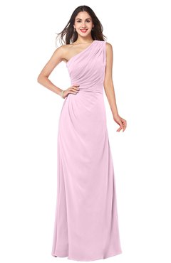 ColsBM Samantha Baby Pink Vintage A-line Asymmetric Neckline Sleeveless Half Backless Draped Plus Size Bridesmaid Dresses