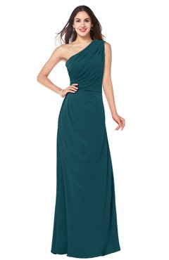ColsBM Samantha Blue Green Vintage A-line Asymmetric Neckline Sleeveless Half Backless Draped Plus Size Bridesmaid Dresses