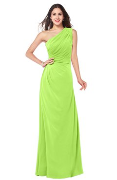 ColsBM Samantha Bright Green Vintage A-line Asymmetric Neckline Sleeveless Half Backless Draped Plus Size Bridesmaid Dresses