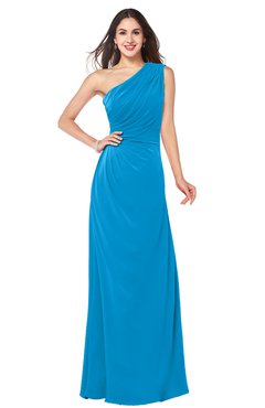 ColsBM Samantha Cornflower Blue Vintage A-line Asymmetric Neckline Sleeveless Half Backless Draped Plus Size Bridesmaid Dresses