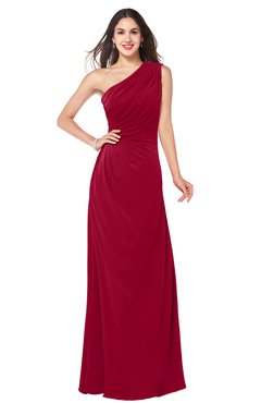 ColsBM Samantha Dark Red Vintage A-line Asymmetric Neckline Sleeveless Half Backless Draped Plus Size Bridesmaid Dresses