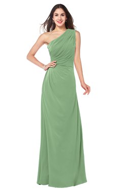 ColsBM Samantha Fair Green Vintage A-line Asymmetric Neckline Sleeveless Half Backless Draped Plus Size Bridesmaid Dresses
