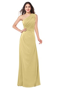 ColsBM Samantha Gold Vintage A-line Asymmetric Neckline Sleeveless Half Backless Draped Plus Size Bridesmaid Dresses