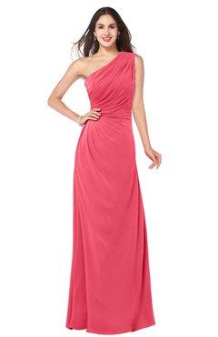 ColsBM Samantha Guava Vintage A-line Asymmetric Neckline Sleeveless Half Backless Draped Plus Size Bridesmaid Dresses