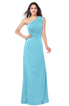ColsBM Samantha Light Blue Vintage A-line Asymmetric Neckline Sleeveless Half Backless Draped Plus Size Bridesmaid Dresses