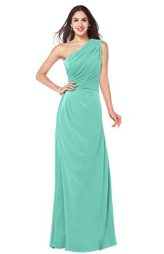 ColsBM Samantha Mint Green Vintage A-line Asymmetric Neckline Sleeveless Half Backless Draped Plus Size Bridesmaid Dresses