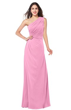 ColsBM Samantha Pink Vintage A-line Asymmetric Neckline Sleeveless Half Backless Draped Plus Size Bridesmaid Dresses