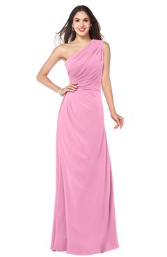 ColsBM Samantha Pink Vintage A-line Asymmetric Neckline Sleeveless Half Backless Draped Plus Size Bridesmaid Dresses