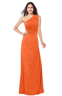 ColsBM Samantha Tangerine Vintage A-line Asymmetric Neckline Sleeveless Half Backless Draped Plus Size Bridesmaid Dresses