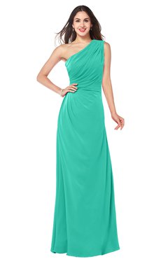 ColsBM Samantha Viridian Green Vintage A-line Asymmetric Neckline Sleeveless Half Backless Draped Plus Size Bridesmaid Dresses