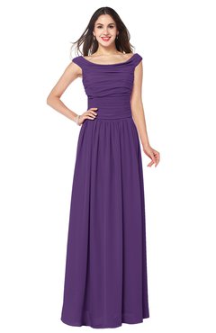 ColsBM Tatiana Dark Purple Antique A-line V-neck Sleeveless Pleated Plus Size Bridesmaid Dresses