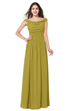 ColsBM Tatiana Golden Olive Antique A-line V-neck Sleeveless Pleated Plus Size Bridesmaid Dresses