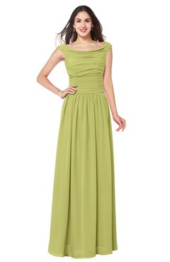 ColsBM Tatiana Linden Green Antique A-line V-neck Sleeveless Pleated Plus Size Bridesmaid Dresses