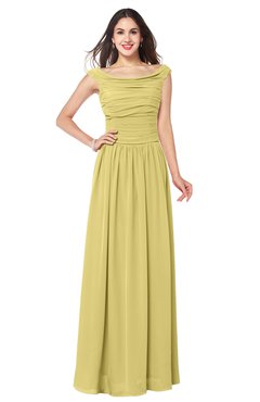 ColsBM Tatiana Misted Yellow Antique A-line V-neck Sleeveless Pleated Plus Size Bridesmaid Dresses