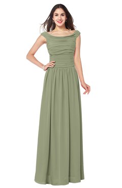 ColsBM Tatiana Moss Green Antique A-line V-neck Sleeveless Pleated Plus Size Bridesmaid Dresses