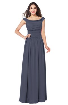 ColsBM Tatiana Nightshadow Blue Antique A-line V-neck Sleeveless Pleated Plus Size Bridesmaid Dresses