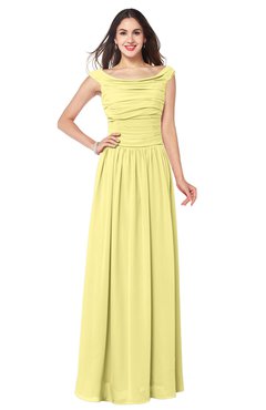 ColsBM Tatiana Pastel Yellow Antique A-line V-neck Sleeveless Pleated Plus Size Bridesmaid Dresses