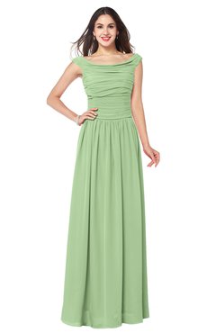ColsBM Tatiana Sage Green Antique A-line V-neck Sleeveless Pleated Plus Size Bridesmaid Dresses
