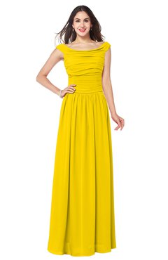 ColsBM Tatiana Yellow Antique A-line V-neck Sleeveless Pleated Plus Size Bridesmaid Dresses