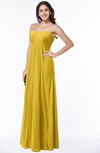 ColsBM Crystal Lemon Curry Plain Empire Sleeveless Chiffon Ruching Plus Size Bridesmaid Dresses