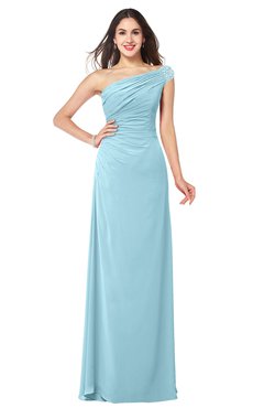 ColsBM Molly Aqua Plain A-line Sleeveless Half Backless Floor Length Plus Size Bridesmaid Dresses
