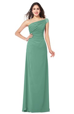 ColsBM Molly Beryl Green Plain A-line Sleeveless Half Backless Floor Length Plus Size Bridesmaid Dresses