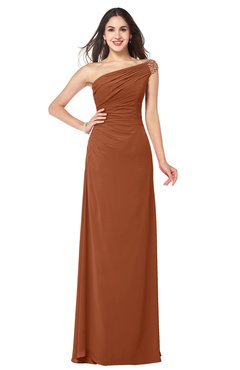 ColsBM Molly Bombay Brown Plain A-line Sleeveless Half Backless Floor Length Plus Size Bridesmaid Dresses