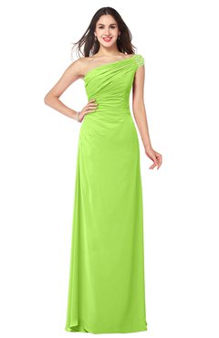 ColsBM Molly Bright Green Plain A-line Sleeveless Half Backless Floor Length Plus Size Bridesmaid Dresses