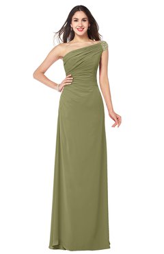 ColsBM Molly Cedar Plain A-line Sleeveless Half Backless Floor Length Plus Size Bridesmaid Dresses