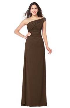 ColsBM Molly Chocolate Brown Plain A-line Sleeveless Half Backless Floor Length Plus Size Bridesmaid Dresses