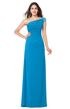ColsBM Molly Cornflower Blue Plain A-line Sleeveless Half Backless Floor Length Plus Size Bridesmaid Dresses