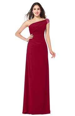 ColsBM Molly Dark Red Plain A-line Sleeveless Half Backless Floor Length Plus Size Bridesmaid Dresses