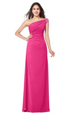 ColsBM Molly Fandango Pink Plain A-line Sleeveless Half Backless Floor Length Plus Size Bridesmaid Dresses