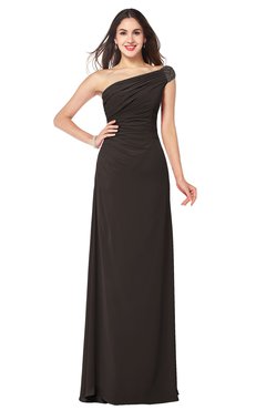 ColsBM Molly Fudge Brown Plain A-line Sleeveless Half Backless Floor Length Plus Size Bridesmaid Dresses