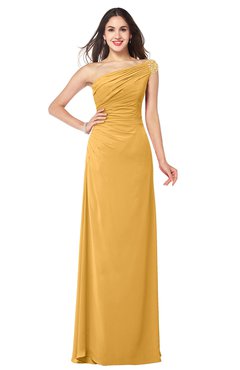 ColsBM Molly Golden Cream Plain A-line Sleeveless Half Backless Floor Length Plus Size Bridesmaid Dresses