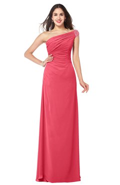 ColsBM Molly Guava Plain A-line Sleeveless Half Backless Floor Length Plus Size Bridesmaid Dresses