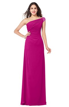 ColsBM Molly Hot Pink Plain A-line Sleeveless Half Backless Floor Length Plus Size Bridesmaid Dresses