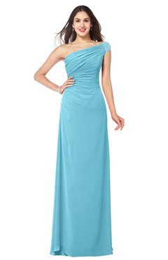 ColsBM Molly Light Blue Plain A-line Sleeveless Half Backless Floor Length Plus Size Bridesmaid Dresses
