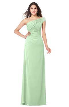 ColsBM Molly Light Green Plain A-line Sleeveless Half Backless Floor Length Plus Size Bridesmaid Dresses