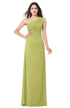 ColsBM Molly Linden Green Plain A-line Sleeveless Half Backless Floor Length Plus Size Bridesmaid Dresses