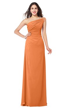 ColsBM Molly Mango Plain A-line Sleeveless Half Backless Floor Length Plus Size Bridesmaid Dresses