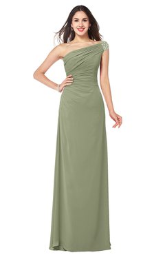 ColsBM Molly Moss Green Plain A-line Sleeveless Half Backless Floor Length Plus Size Bridesmaid Dresses